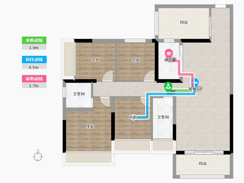 广西壮族自治区-贵港市-龚州一号-95.20-户型库-动静线