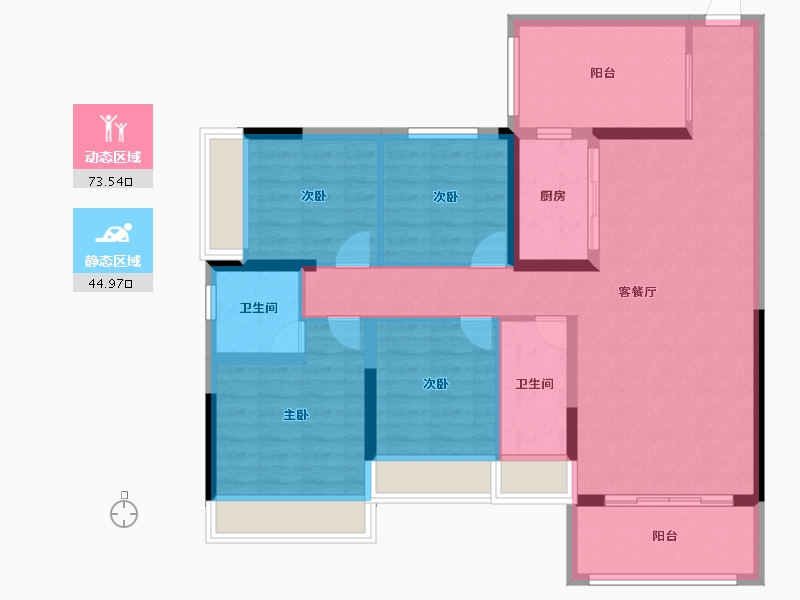 广西壮族自治区-贵港市-龚州一号-95.20-户型库-动静分区