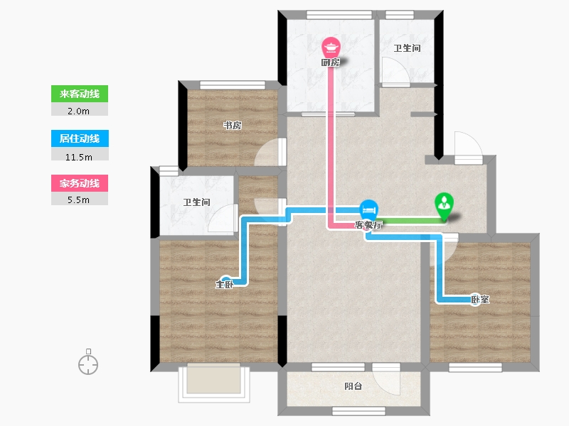 新疆维吾尔自治区-石河子市-金色兰庭-84.80-户型库-动静线