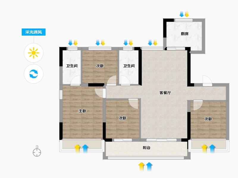 山东省-济南市-绿城春来晓园-117.15-户型库-采光通风