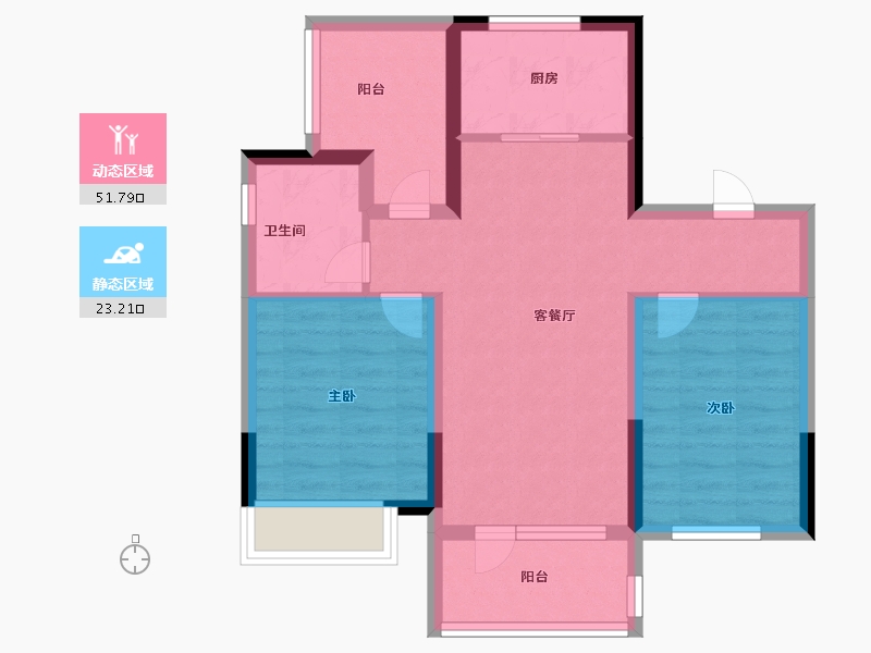 山东省-威海市-仁和苑(新初张路店)-66.20-户型库-动静分区