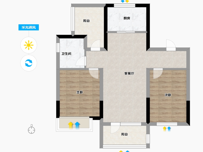 山东省-威海市-仁和苑(新初张路店)-66.20-户型库-采光通风