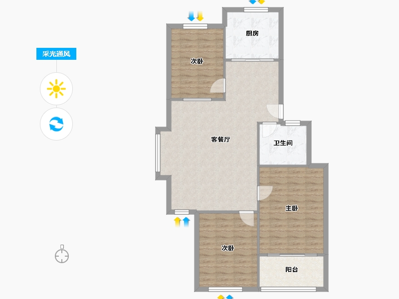 山东省-潍坊市-华安世纪樱园小区-99.00-户型库-采光通风