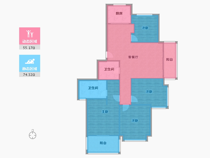 浙江省-宁波市-白金湾-115.65-户型库-动静分区