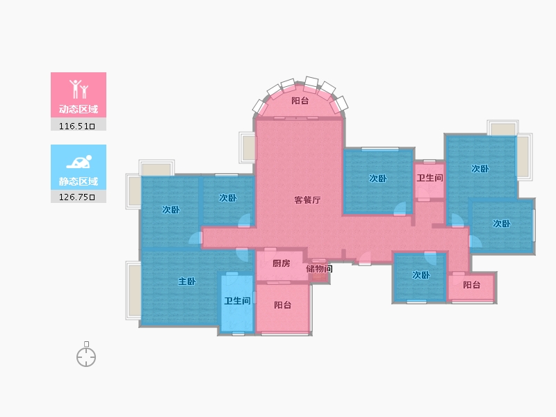 陕西省-西安市-浐灞半岛澜庭金堤-A14区-218.00-户型库-动静分区