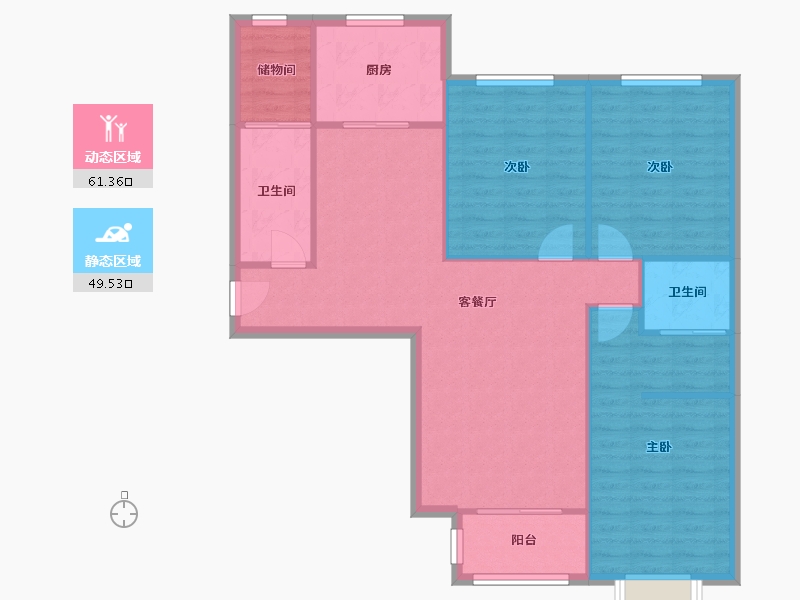 河南省-郑州市-中原万达-107.18-户型库-动静分区