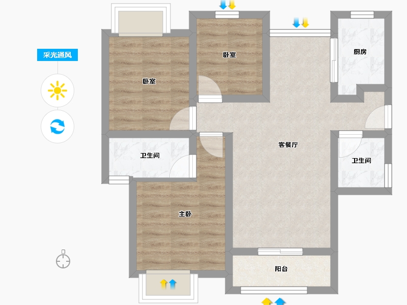 福建省-厦门市-东海湾马銮湾地铁社区-74.88-户型库-采光通风