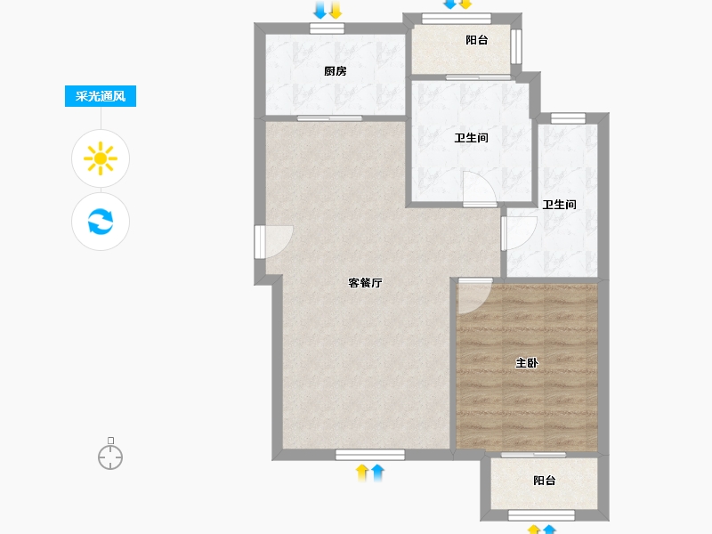 天津-天津市-碧湖园-82.47-户型库-采光通风