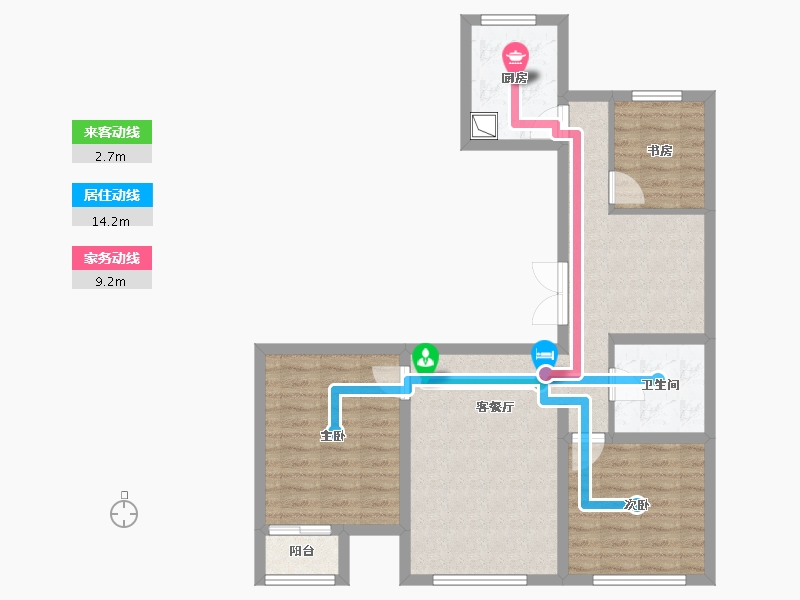 河北省-张家口市-鑫城丽景-90.40-户型库-动静线