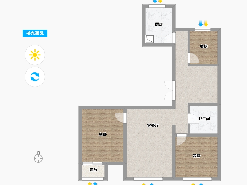 河北省-张家口市-鑫城丽景-90.40-户型库-采光通风