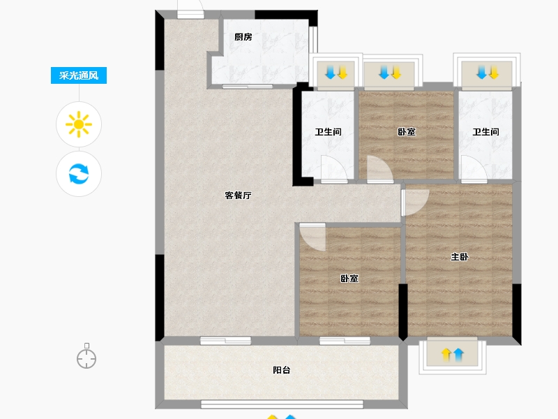 湖北省-潜江市-东立壹品-93.60-户型库-采光通风