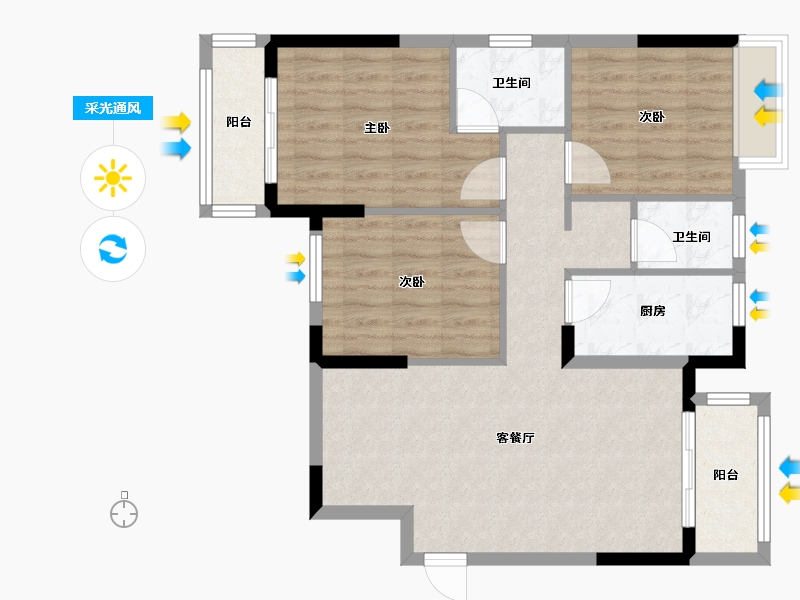 福建省-福州市-祥园新苑-84.00-户型库-采光通风