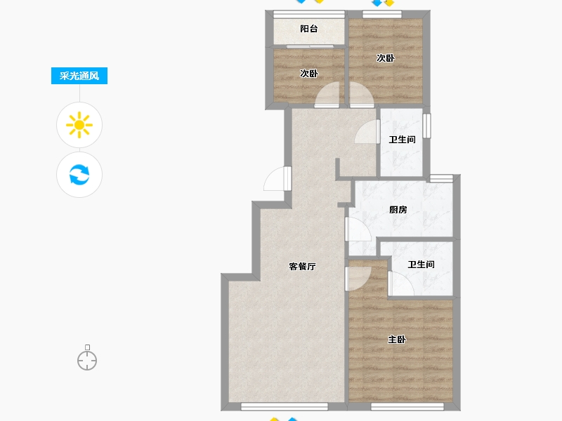 北京-北京市-德贤华府-72.00-户型库-采光通风