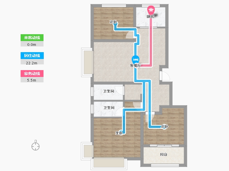 山东省-济南市-卓亚香格里-85.60-户型库-动静线