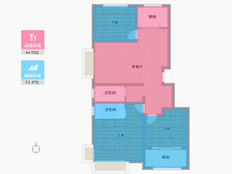 山东省-济南市-卓亚香格里-85.60-户型库-动静分区