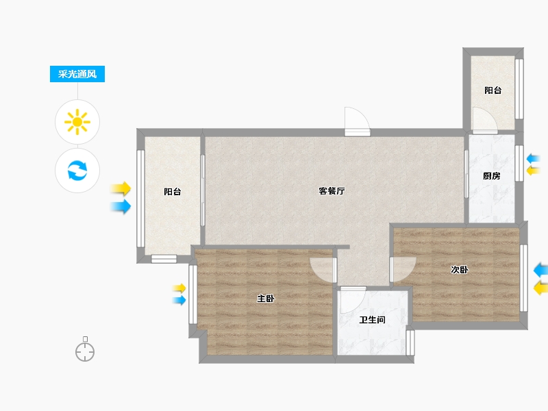 广东省-珠海市-华策岭峰国际-68.69-户型库-采光通风