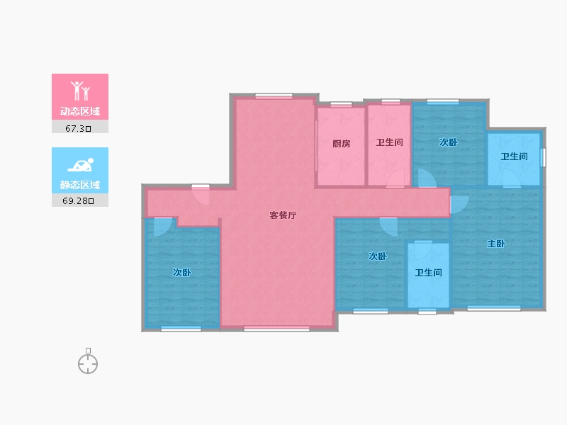 辽宁省-大连市-远洋万和公馆-128.00-户型库-动静分区