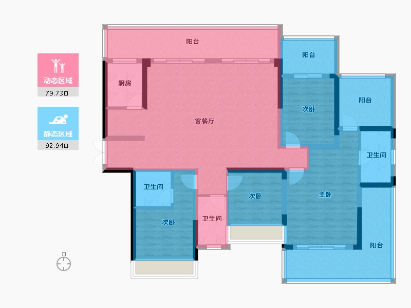 湖南省-怀化市-紫辰府-143.20-户型库-动静分区