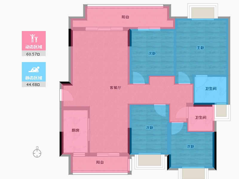 重庆-重庆市-中骏珑景台-95.20-户型库-动静分区