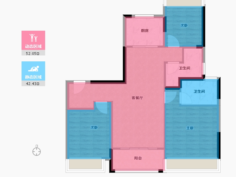 江苏省-苏州市-虹溪璟庭-84.60-户型库-动静分区