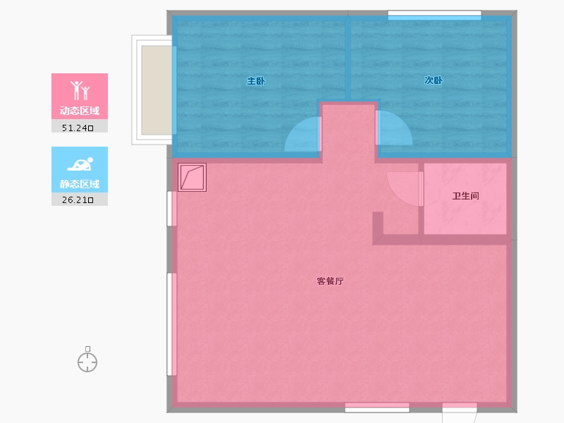 河北省-廊坊市-甜城方立方-69.86-户型库-动静分区