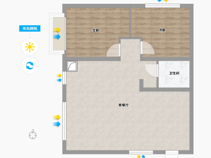 河北省-廊坊市-甜城方立方-69.86-户型库-采光通风