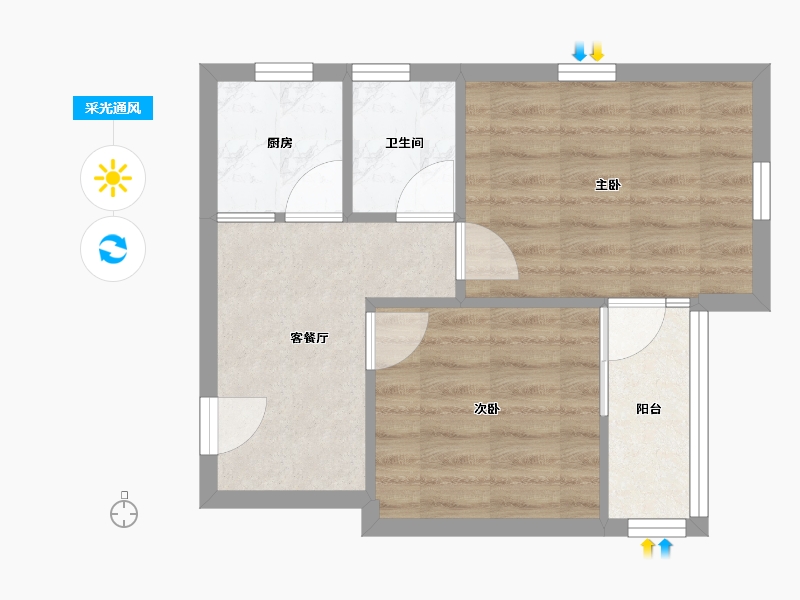 上海-上海市-竹园新村-42.00-户型库-采光通风