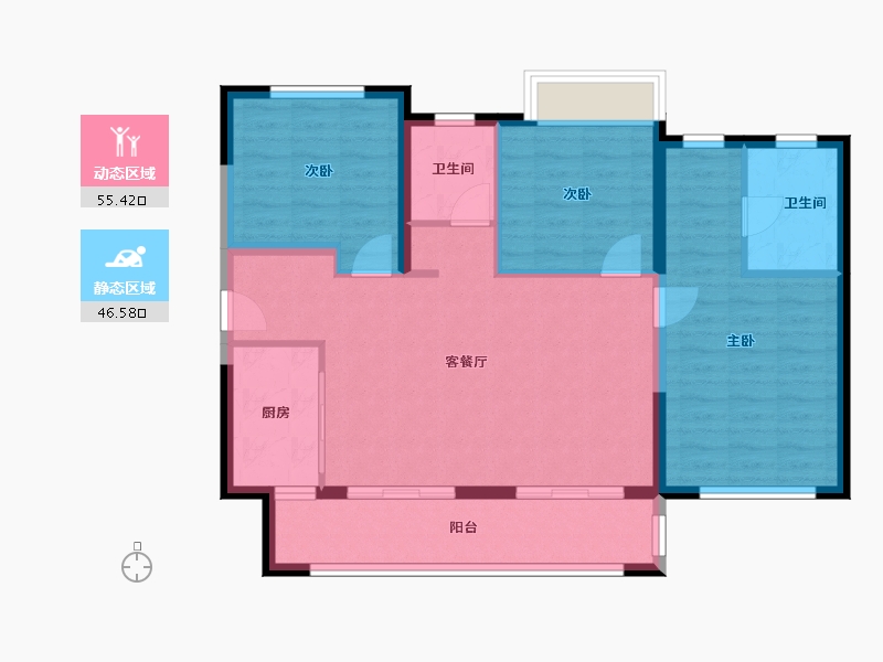 湖南省-长沙市-恒基旭辉湖山赋-92.00-户型库-动静分区