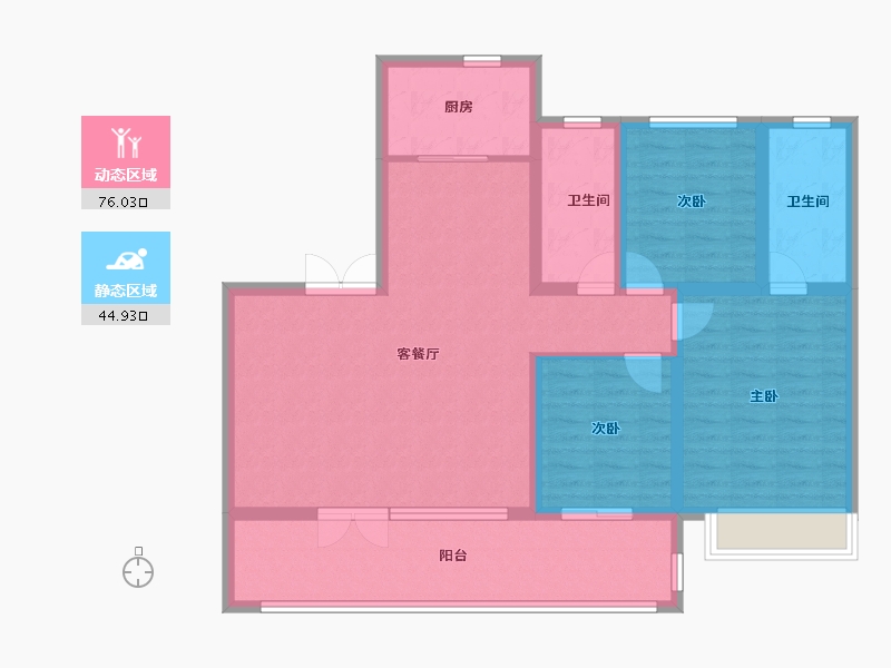 山东省-淄博市-观澜玖里-111.20-户型库-动静分区