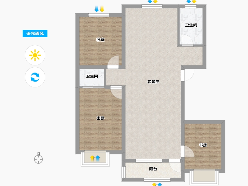 吉林省-长春市-锦秀东郡-93.15-户型库-采光通风