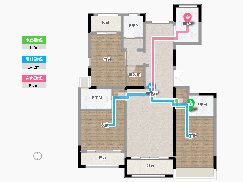 浙江省-杭州市-远洋西溪公馆-135.20-户型库-动静线