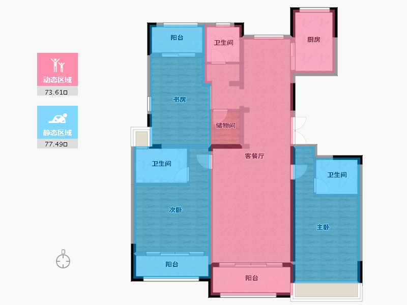 浙江省-杭州市-远洋西溪公馆-135.20-户型库-动静分区