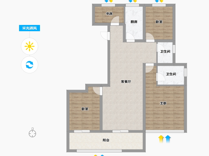 浙江省-温州市-华鸿江南印象-97.80-户型库-采光通风