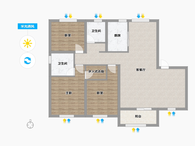 山东省-威海市-正弘山语小区-118.00-户型库-采光通风