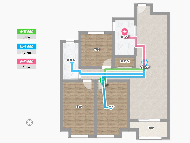 陕西省-西安市-古渡新家园-84.00-户型库-动静线