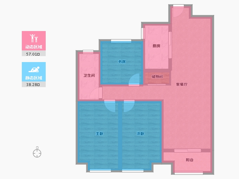 陕西省-西安市-古渡新家园-84.00-户型库-动静分区