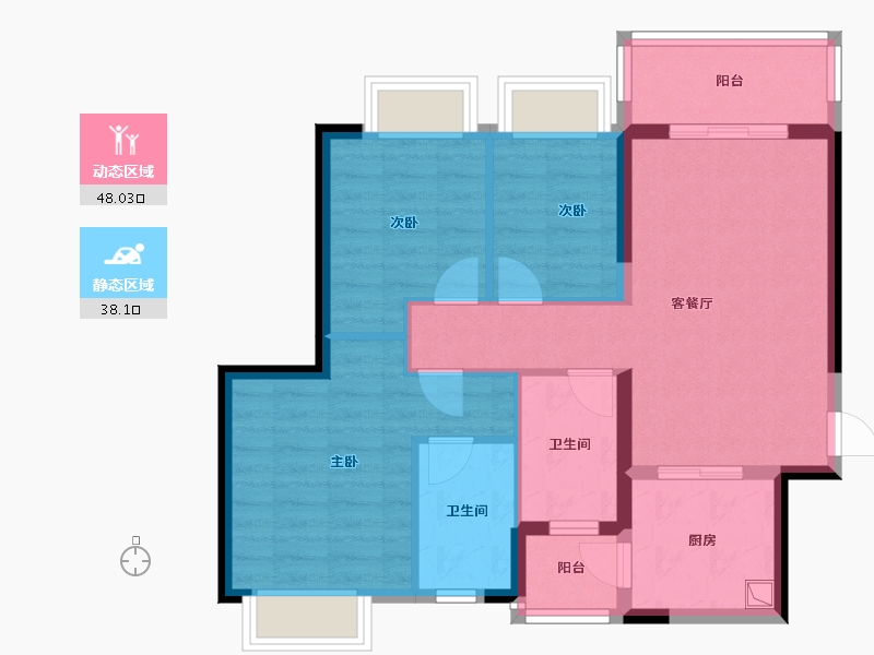 广东省-肇庆市-肇庆恒大绿洲-76.00-户型库-动静分区