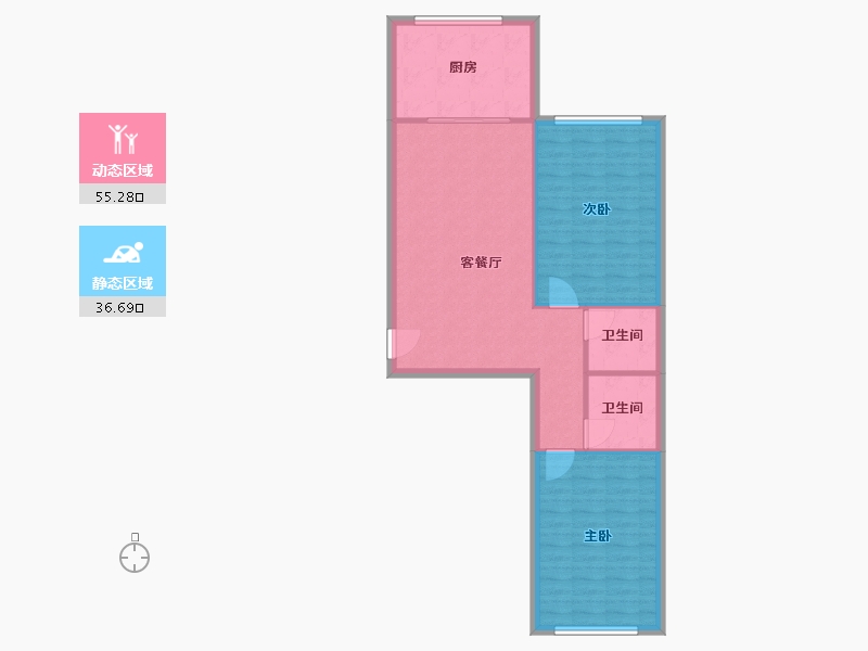 内蒙古自治区-呼和浩特市-芳汀花园-84.36-户型库-动静分区