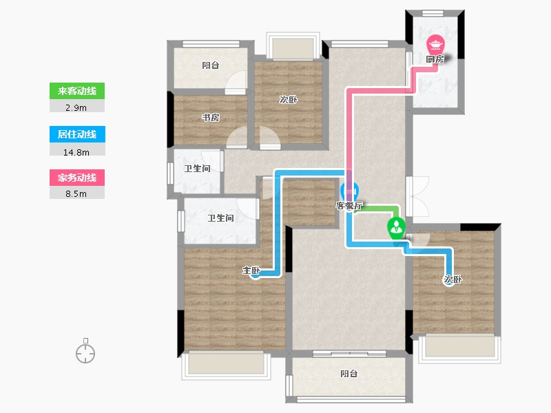 湖南省-长沙市-南益名士豪庭-106.00-户型库-动静线