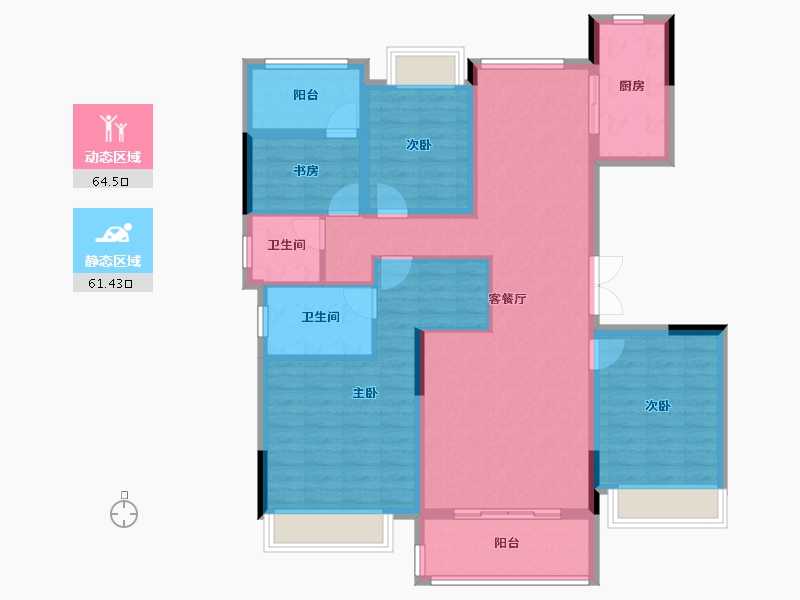 湖南省-长沙市-南益名士豪庭-106.00-户型库-动静分区