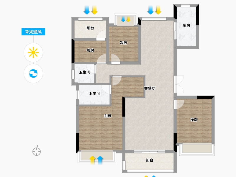 湖南省-长沙市-南益名士豪庭-106.00-户型库-采光通风