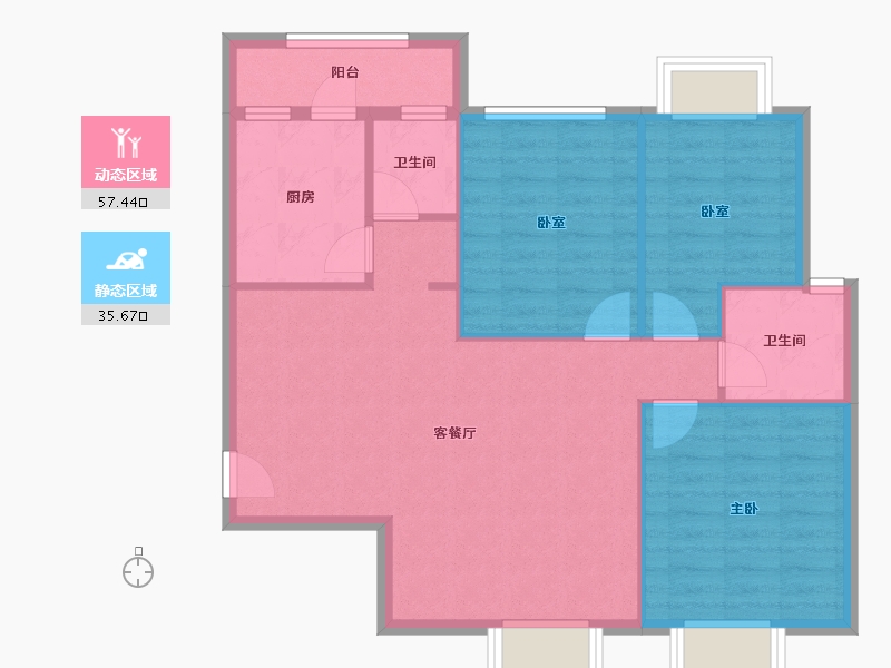 福建省-泉州市-莲田安置小区-96.00-户型库-动静分区