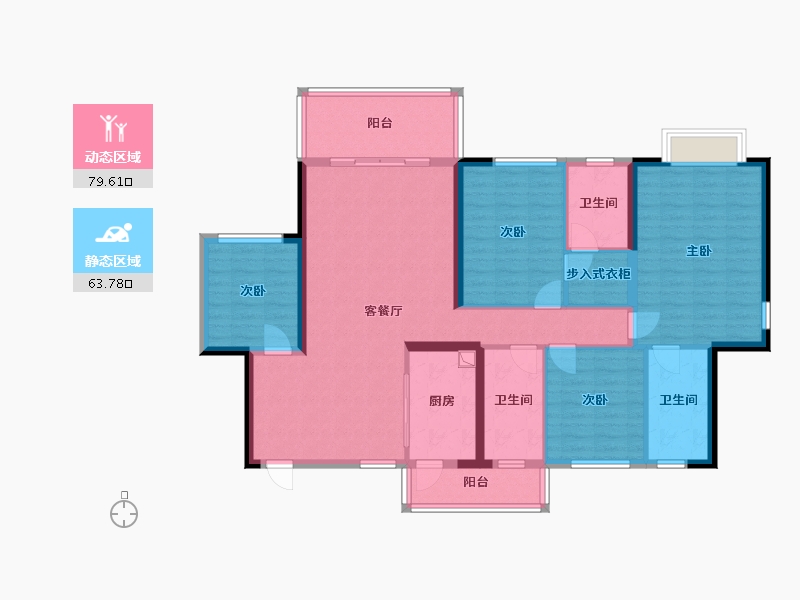 湖南省-长沙市-江山帝景-129.60-户型库-动静分区