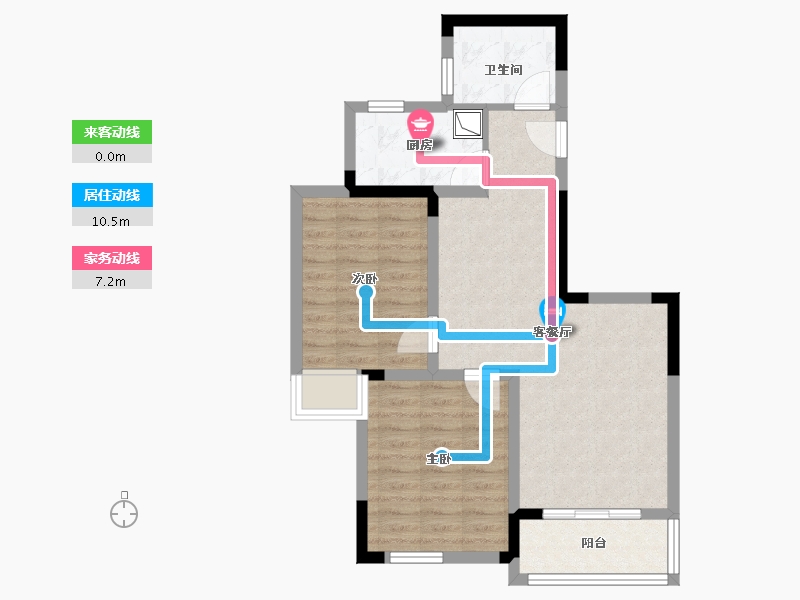 浙江省-杭州市-新宵宸府-66.40-户型库-动静线