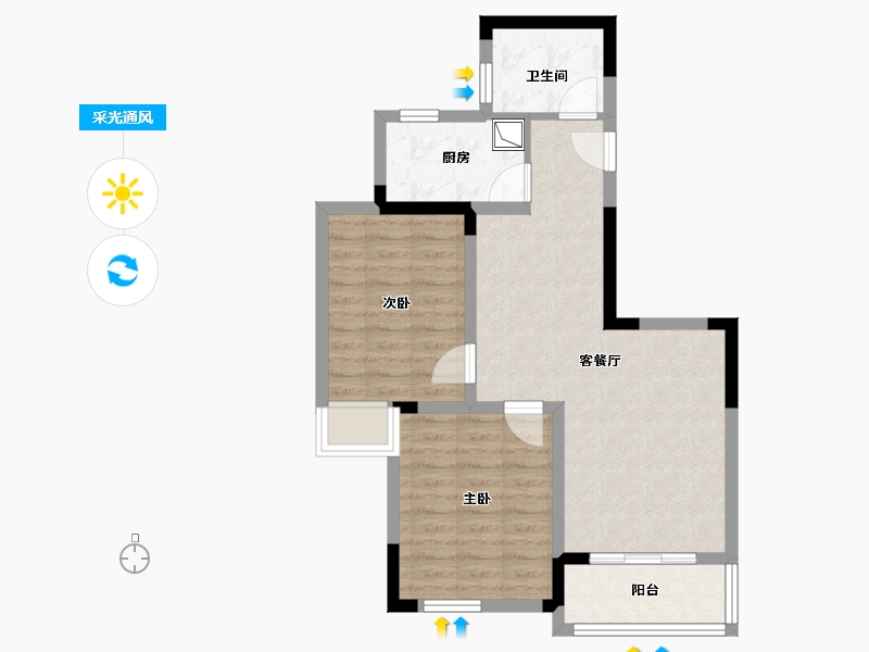 浙江省-杭州市-新宵宸府-66.40-户型库-采光通风