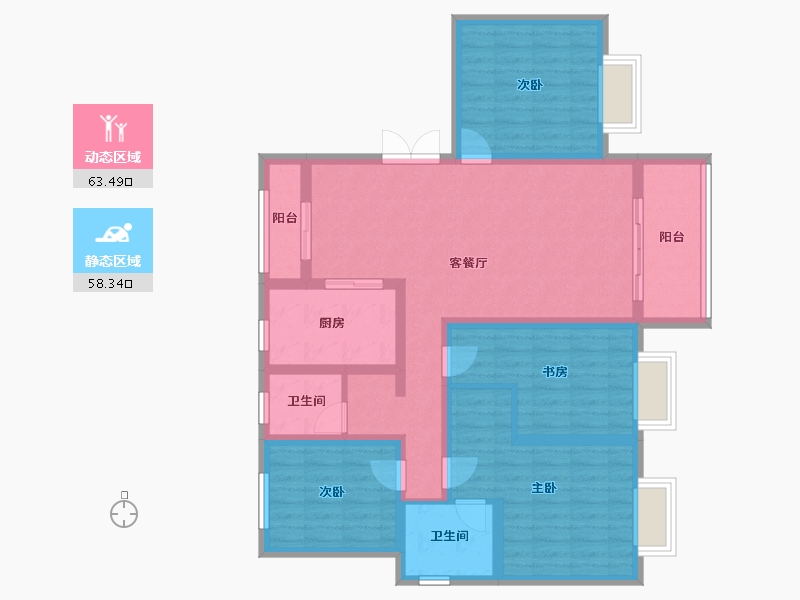 山西省-临汾市-歌山建设路桥易和苑小区-129.48-户型库-动静分区