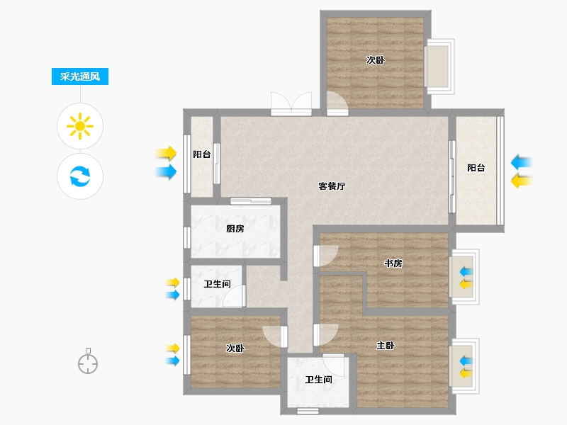 山西省-临汾市-歌山建设路桥易和苑小区-129.48-户型库-采光通风