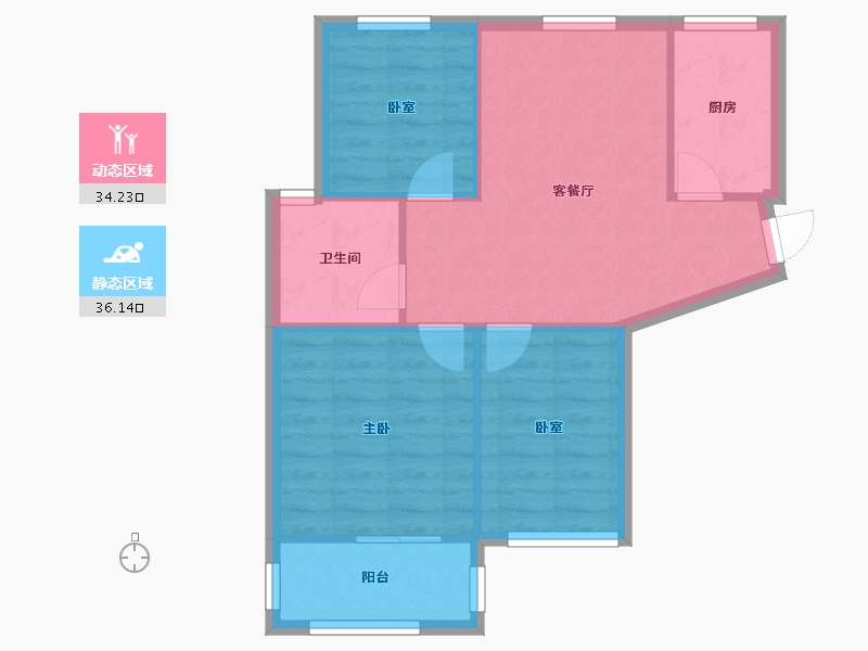 江苏省-南京市-莲花新城-68.00-户型库-动静分区