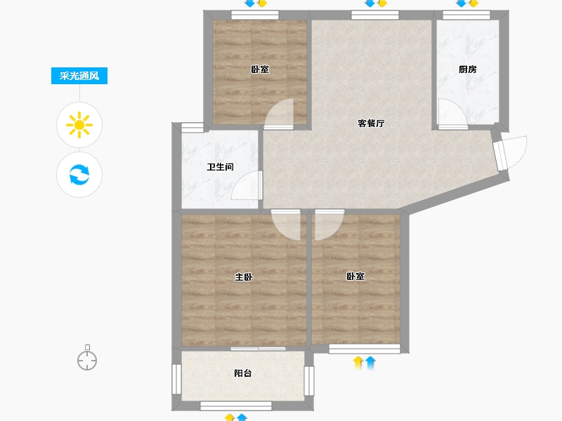 江苏省-南京市-莲花新城-68.00-户型库-采光通风