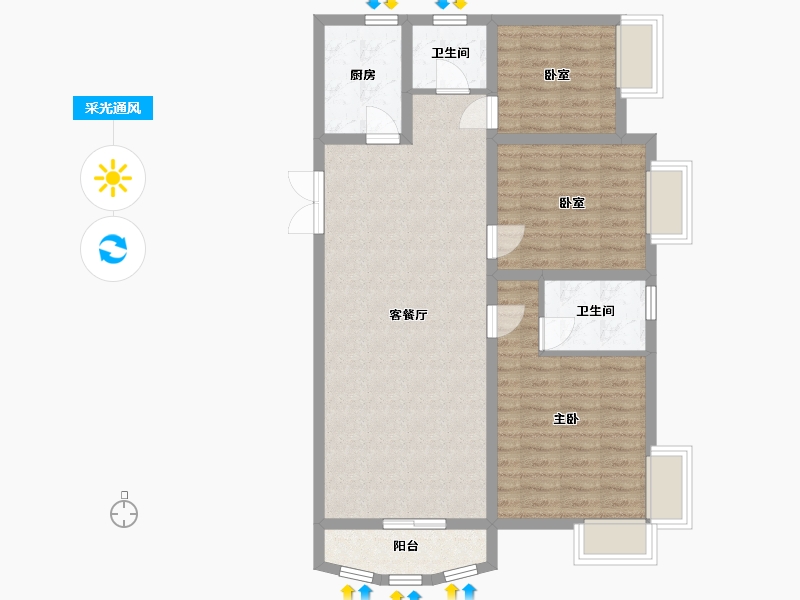 河南省-郑州市-腾威城一号院-103.10-户型库-采光通风